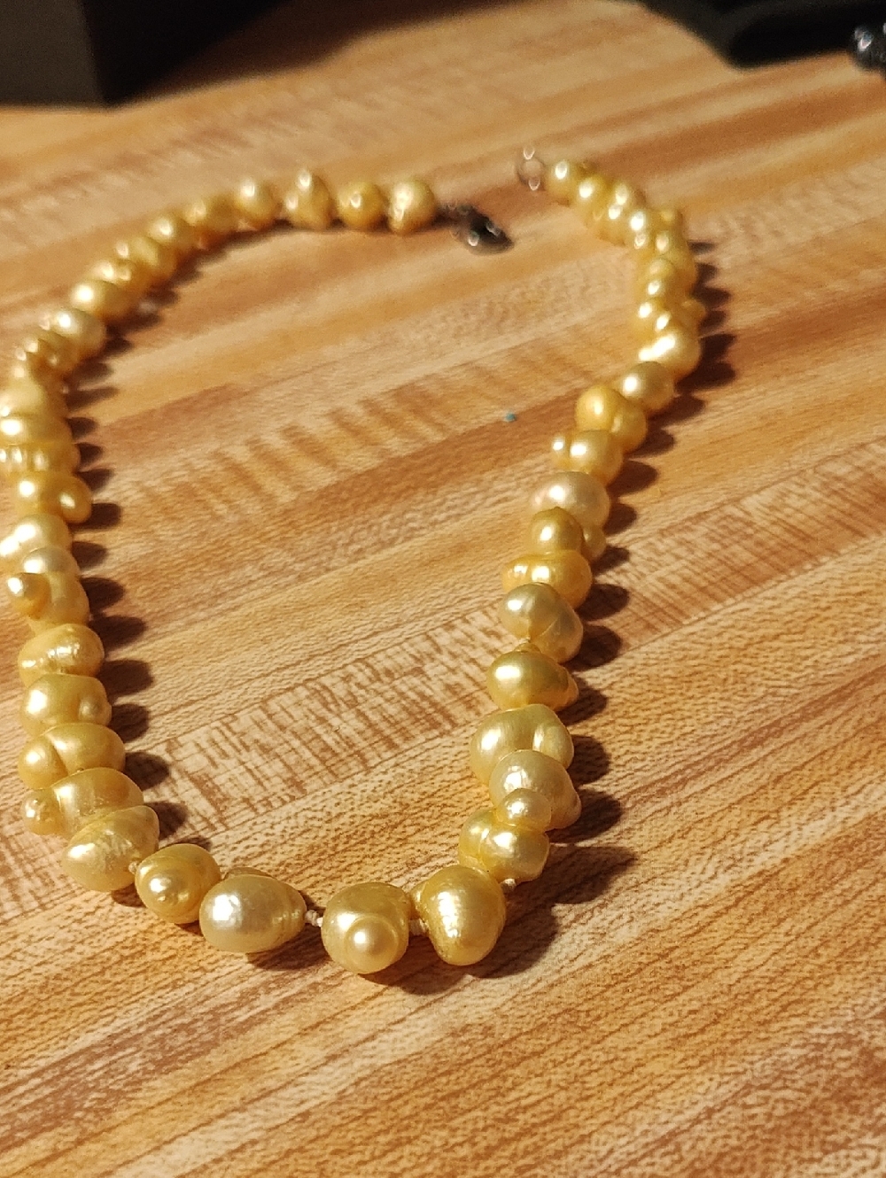 Tahitian real natural Yellow Peal Necklace 18" 6mm grade AA round from Hawaii
